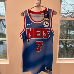 Nike HWC Nights Blue and Red Jersey Nets Motorola Kevin Durant